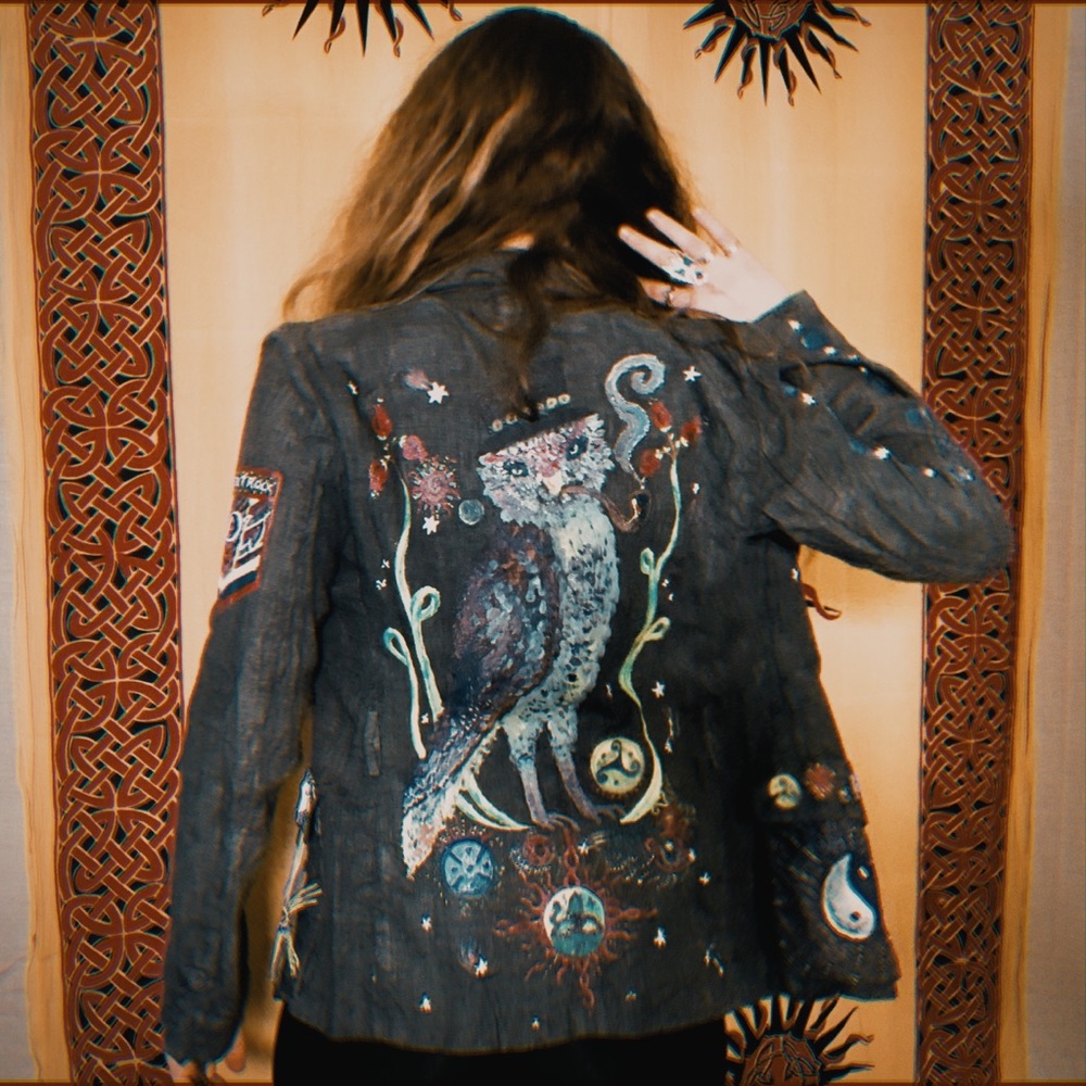“Smoking Owl” Hand-Painted Jacket